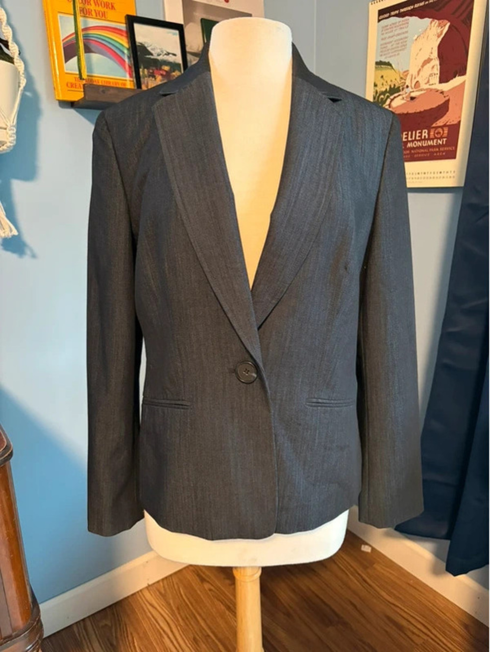 Jones Studio Black Pinstripe Blazer